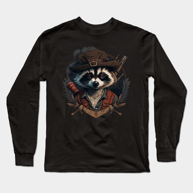 raccoon pirate Long Sleeve T-Shirt by lets find pirate